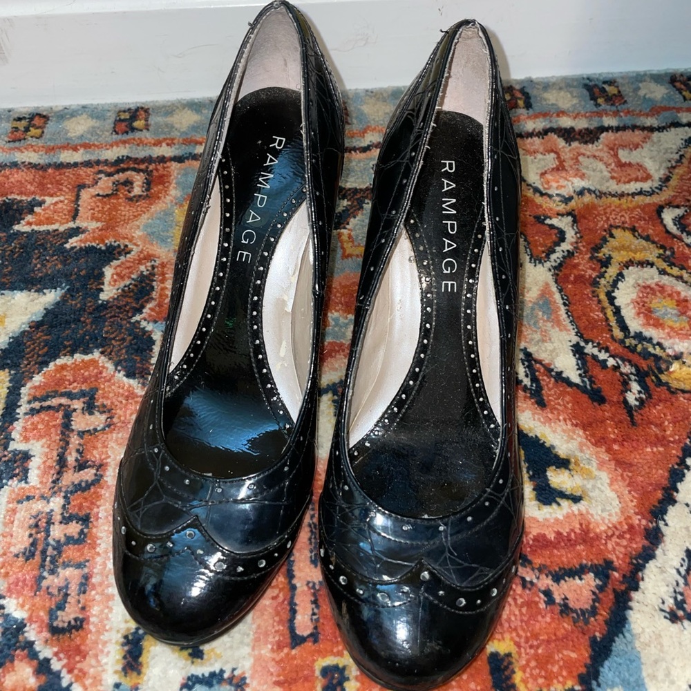 Black Patent Oxford Heels